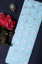 Blue Chiniya Silk Fabric