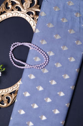 Grey Chiniya Silk Fabric