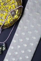 Grey Chiniya Silk Fabric