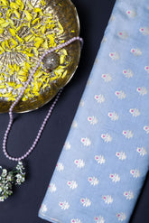 Blue Chiniya Silk Fabric