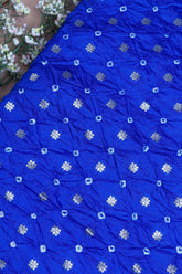Blue Bandhani Silk Fabric