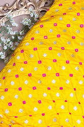 Yellow Bandhani Silk Fabric
