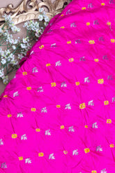 Pink Bandhani Silk Fabric
