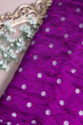 Purple Bandhani Silk Fabric