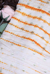 Orange Bandhani Silk Fabric