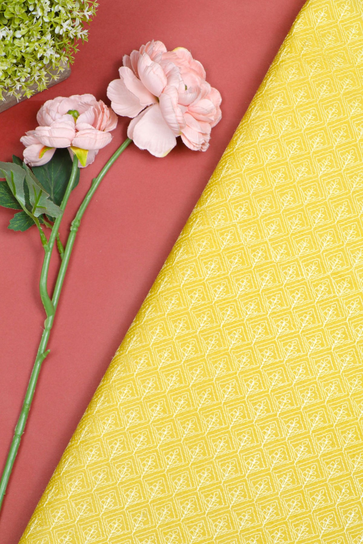 Yellow Munga silk  Fabric