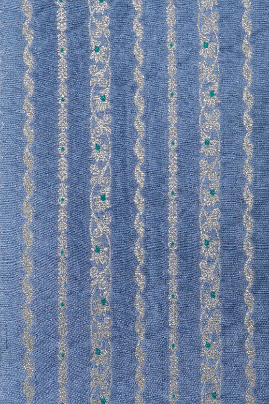 Peacock Blue Chiniya Silk Fabric