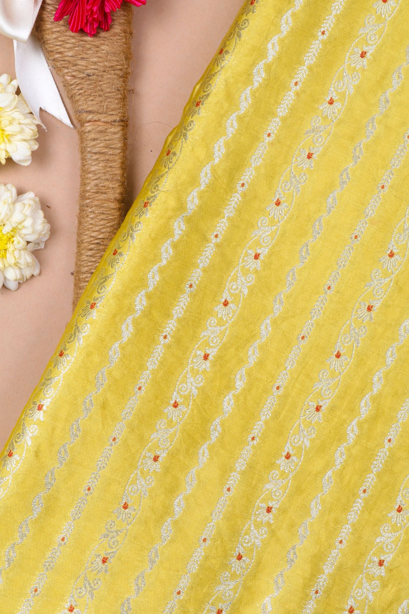 Yellow Chiniya Silk Fabric