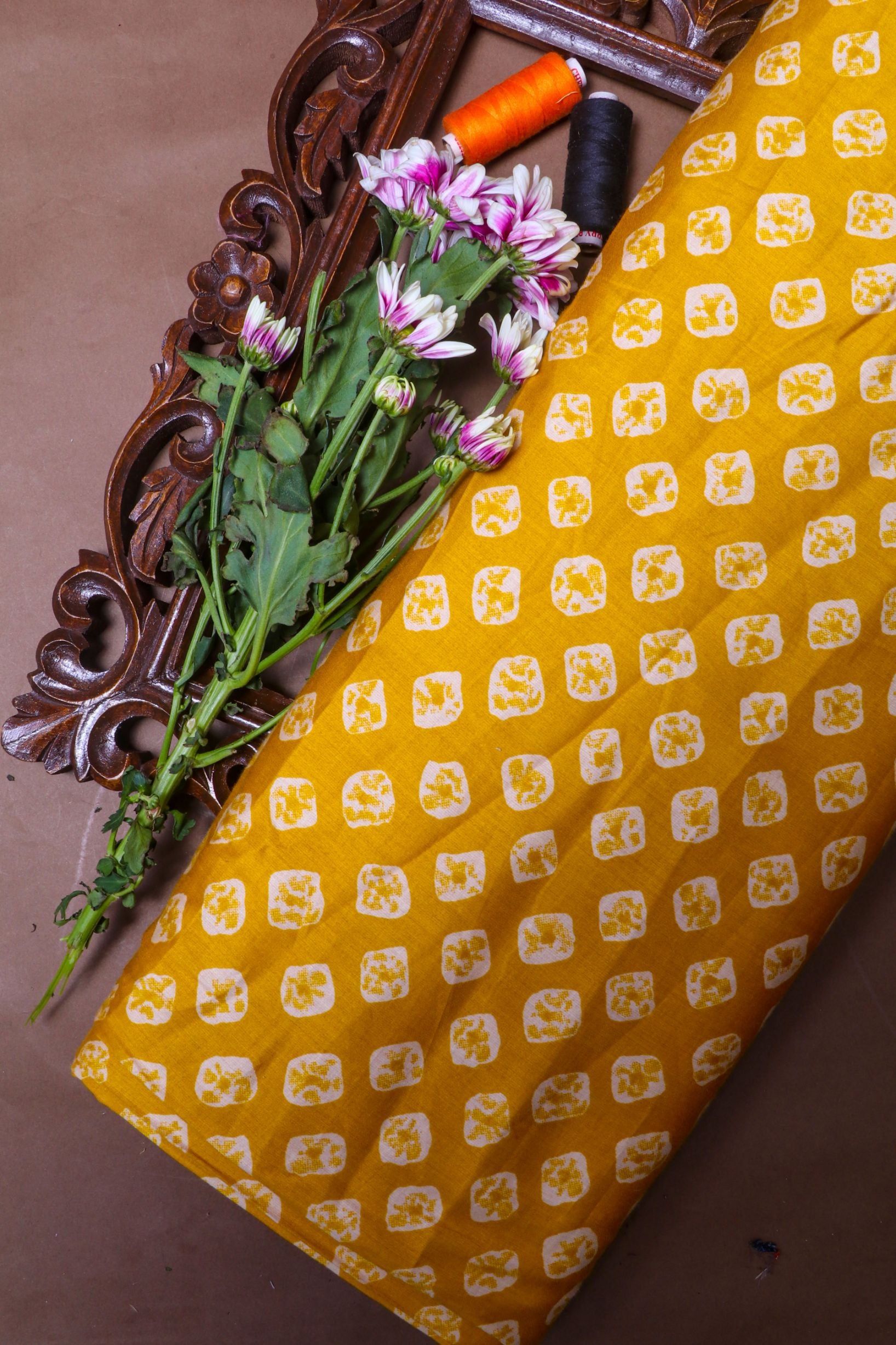Mustard Cotton Silk Fabric