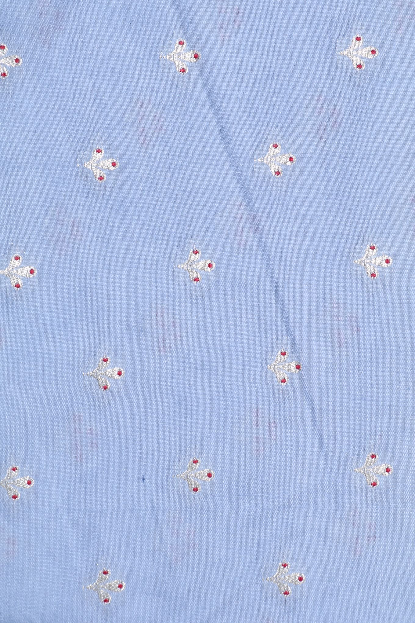 Blue Chiniya Silk Fabric
