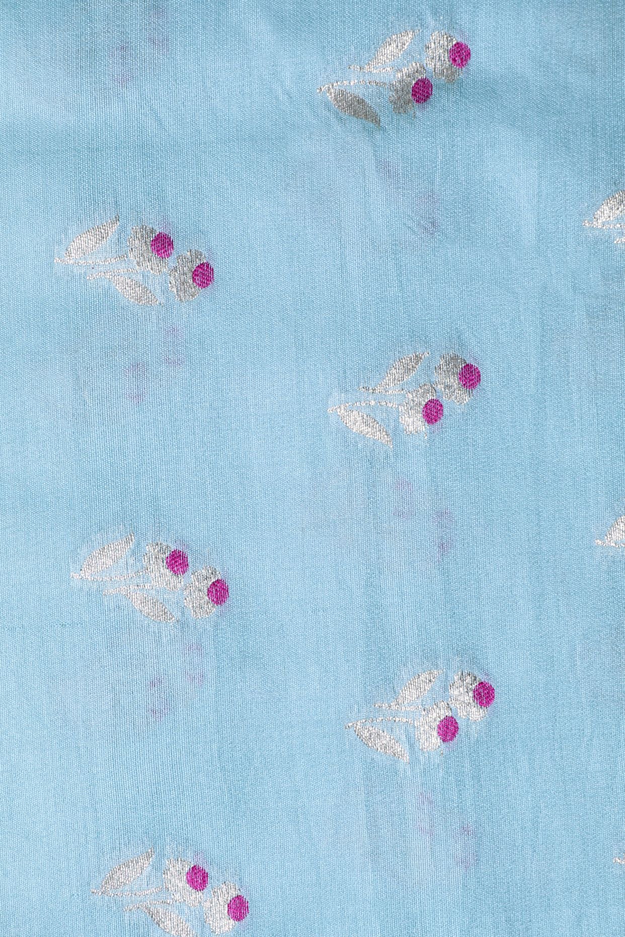 Blue Chiniya Silk Fabric