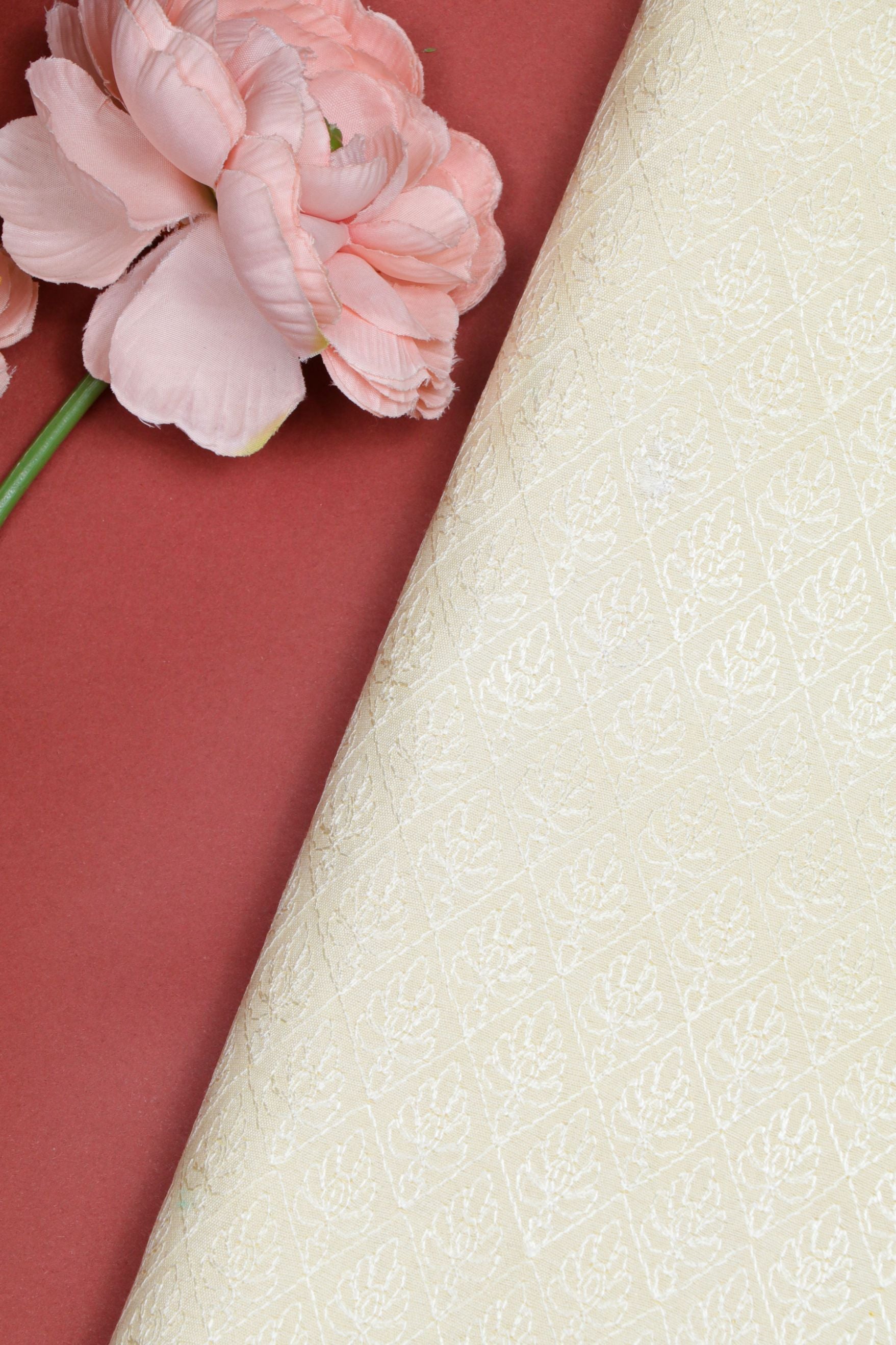 Cream Munga silk  Fabric