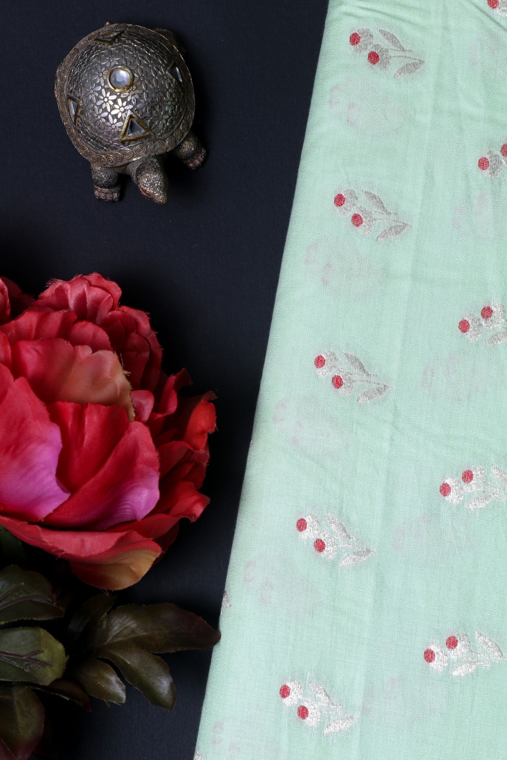 Green Chiniya Silk Fabric
