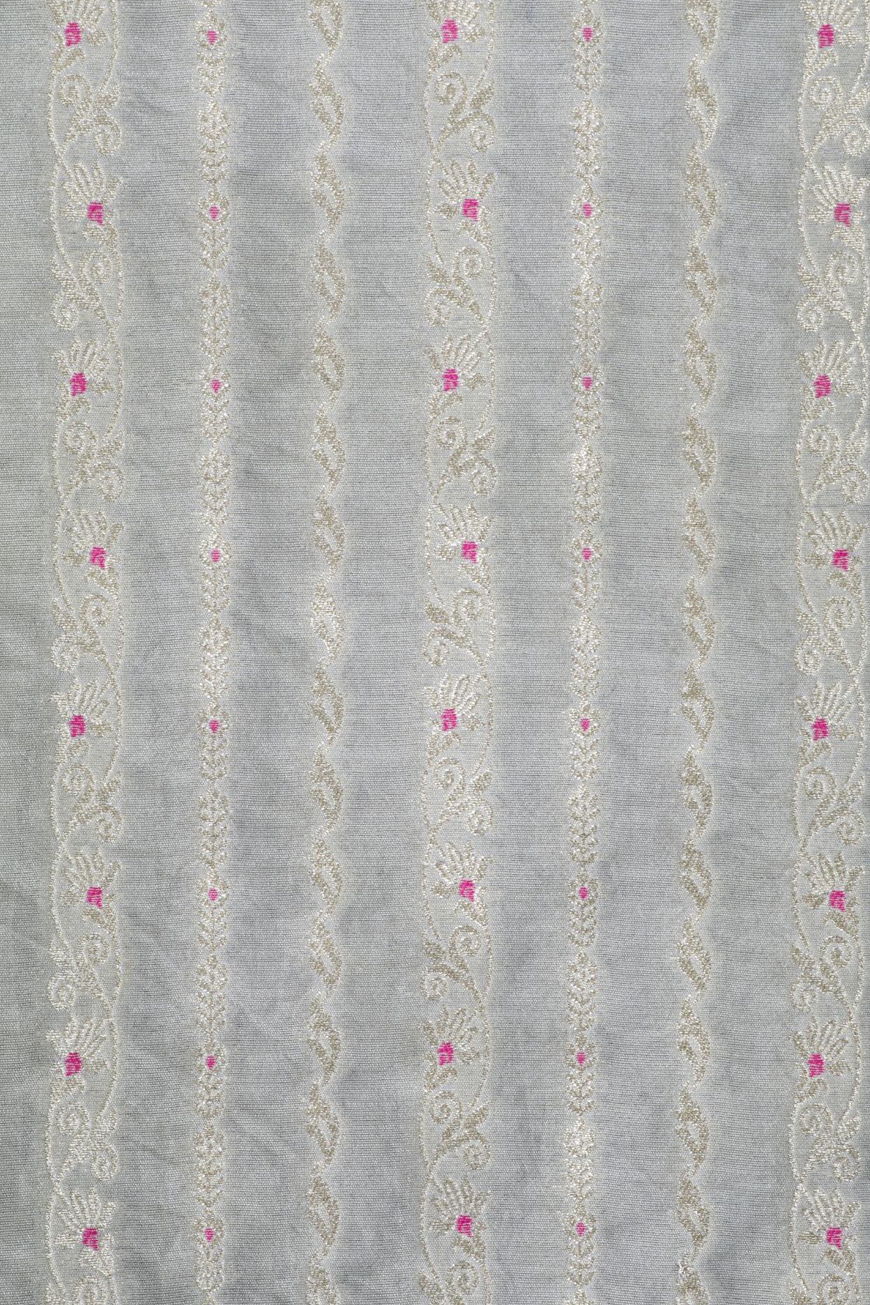Grey Chiniya Silk Fabric