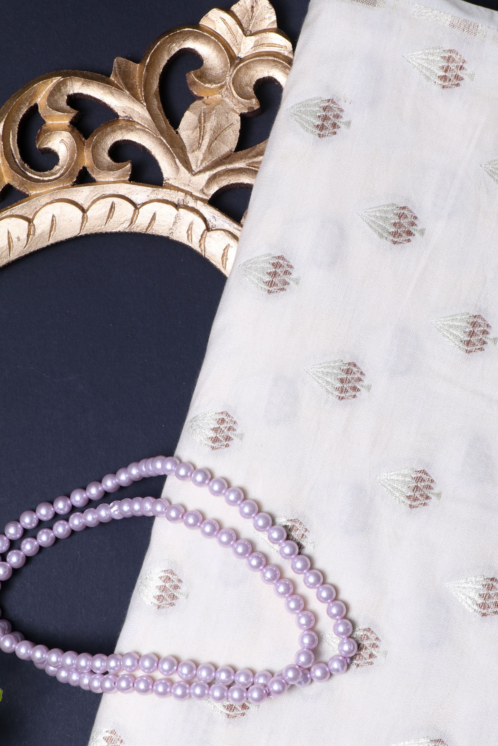 Off White Chiniya Silk Fabric