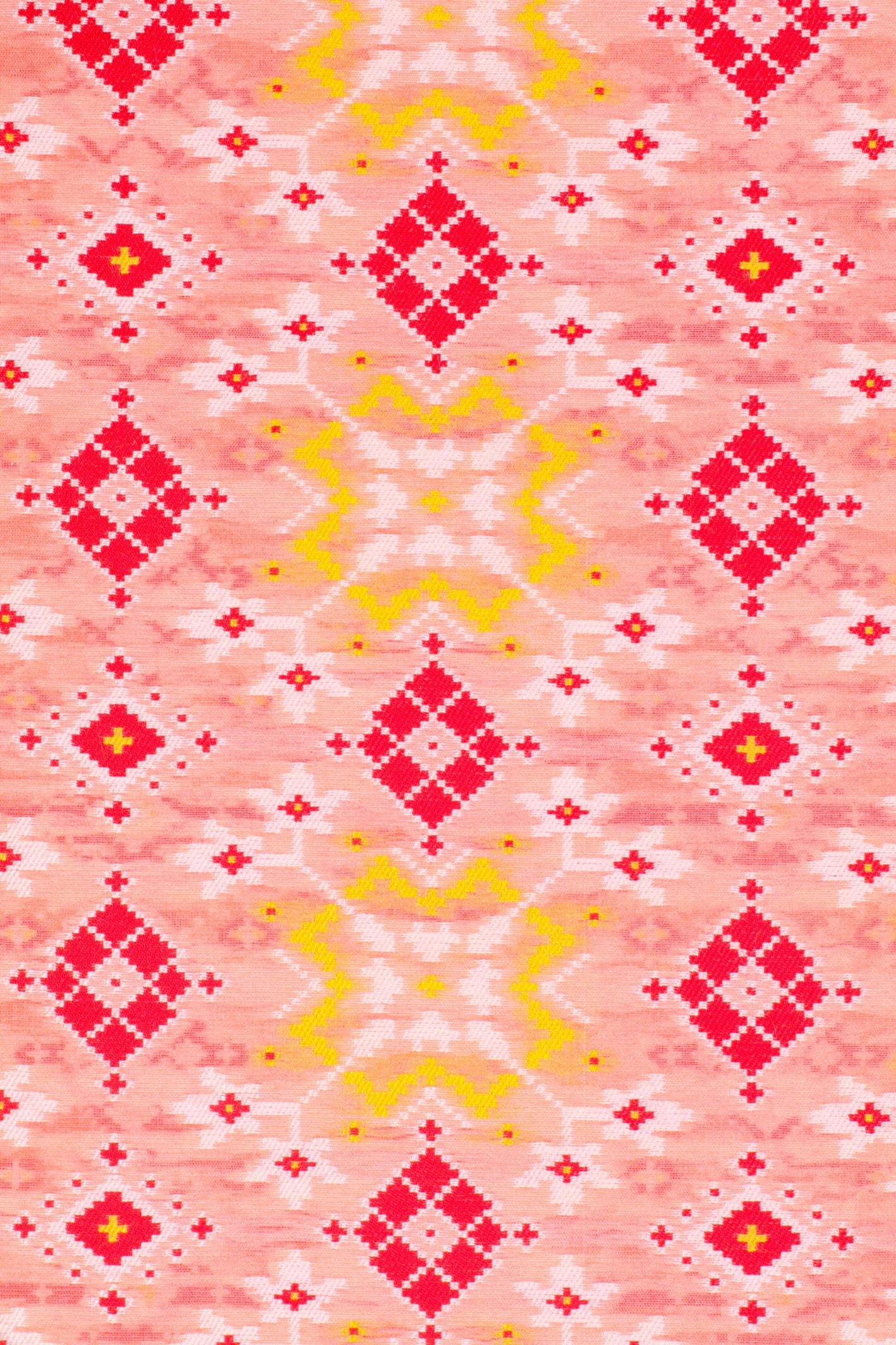 Peach Patola Silk Fabric