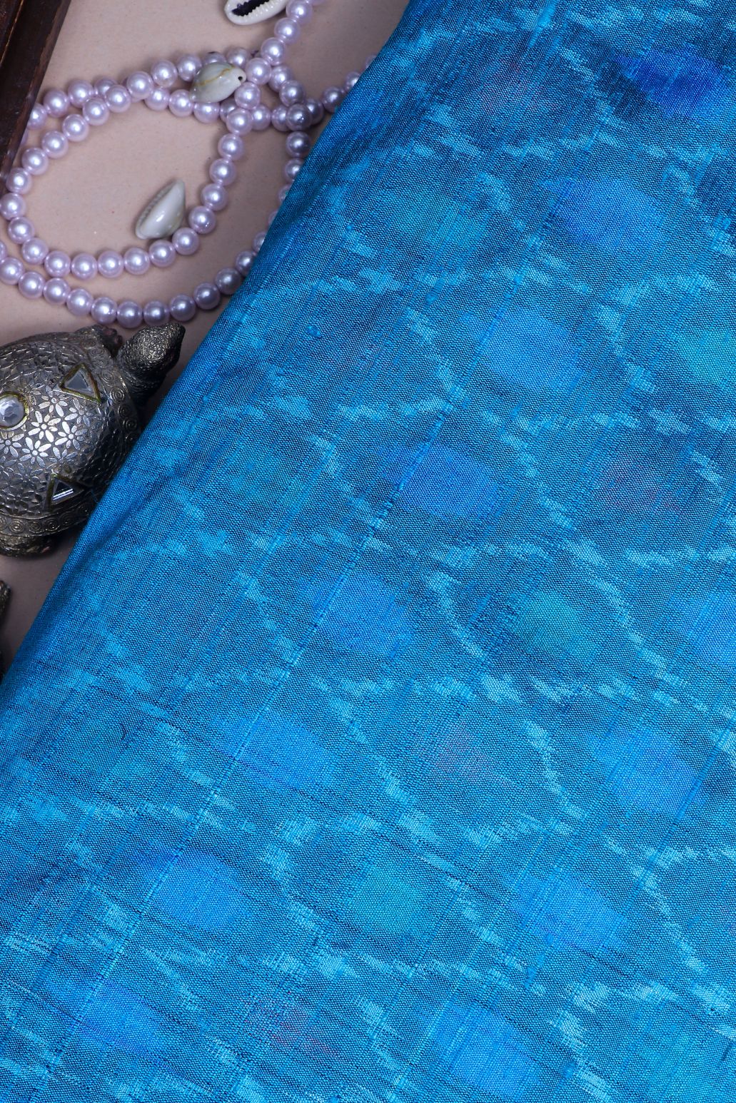 Light Blue Patola Silk Fabric