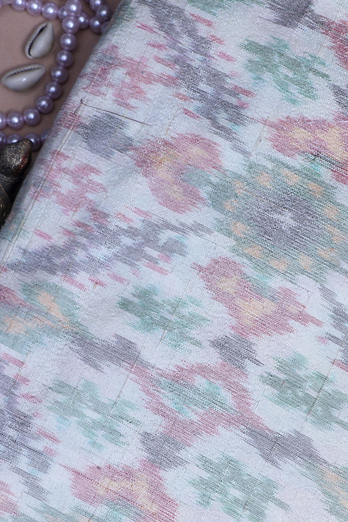 Cream Patola Silk Fabric