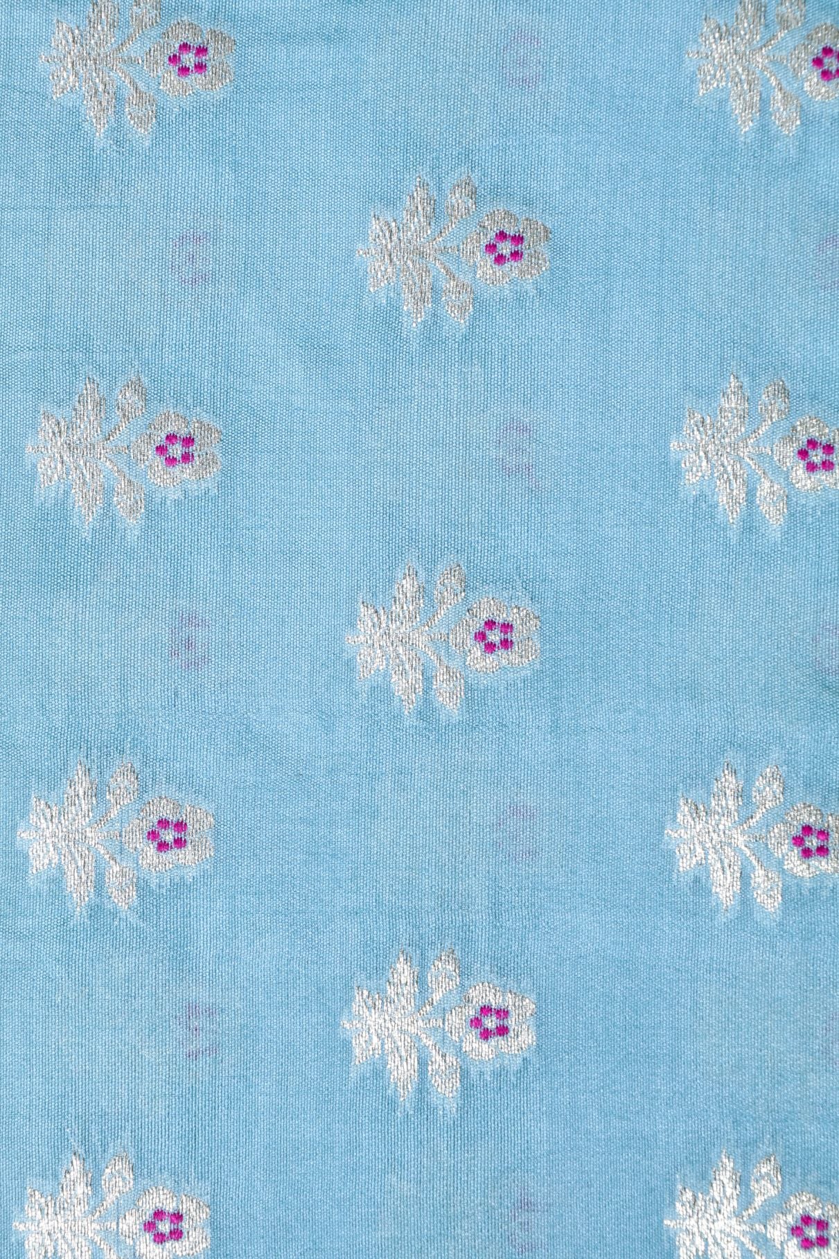 Blue Chiniya Silk Fabric
