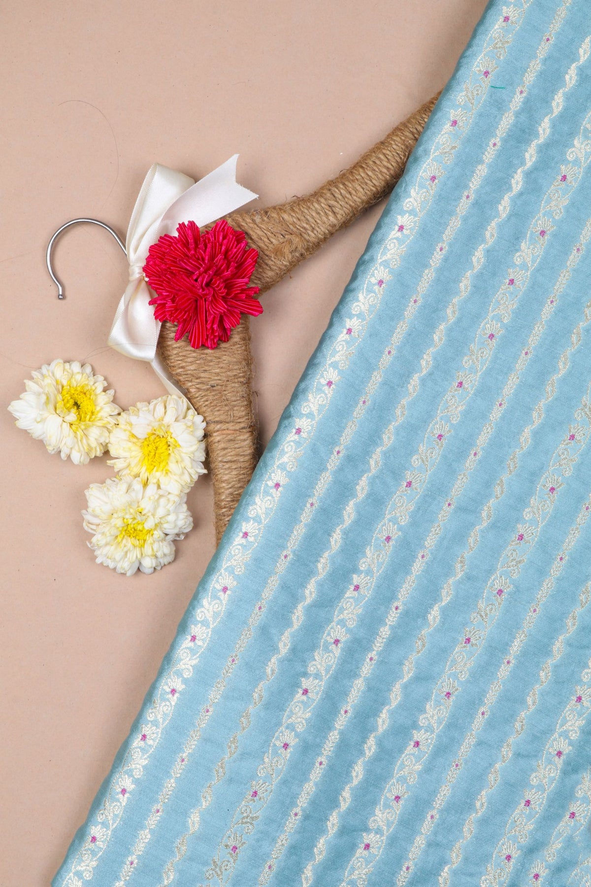 Blue Chiniya Silk Fabric