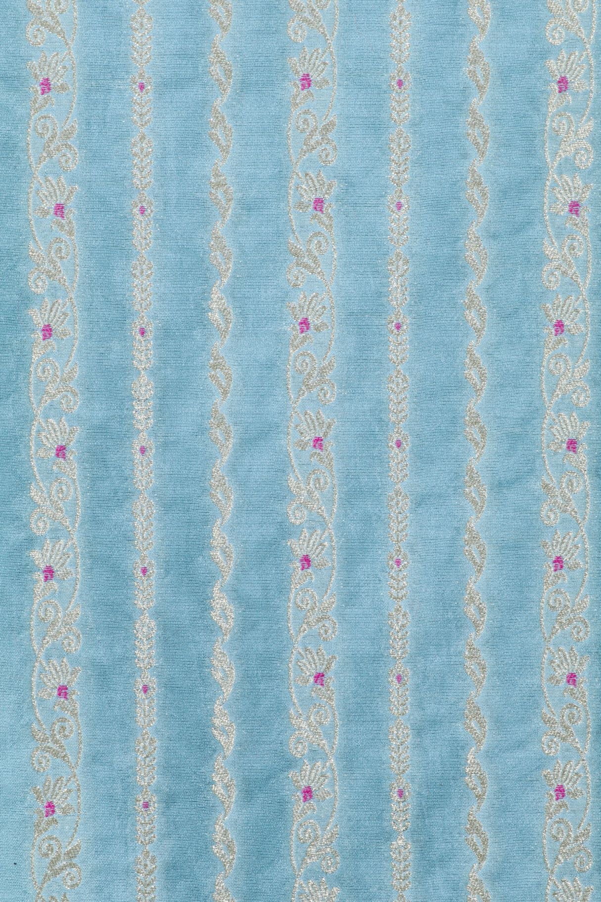 Blue Chiniya Silk Fabric