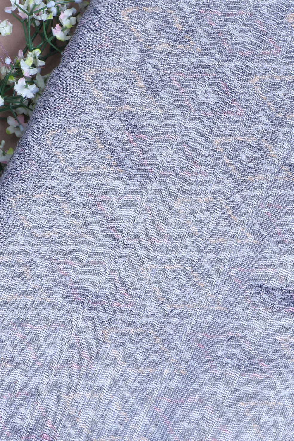 Grey Patola Silk Fabric