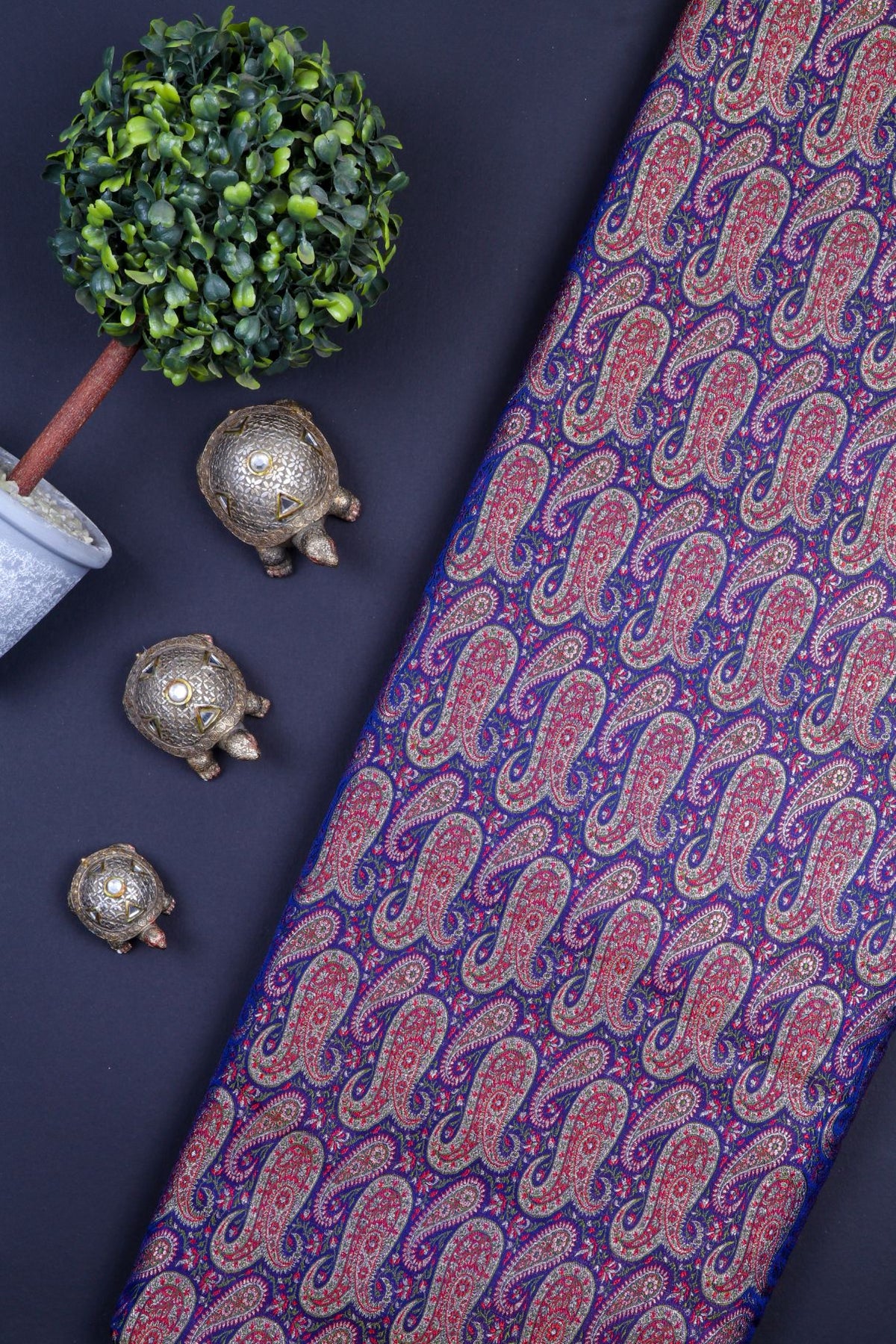 Blue Brocade Fabric