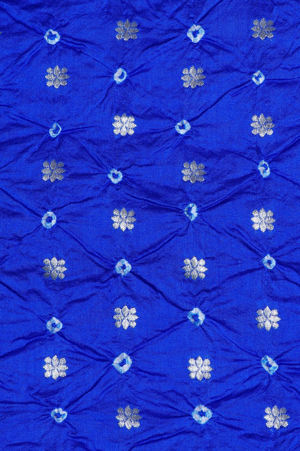 Blue Bandhani Silk Fabric