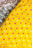 Yellow Bandhani Silk Fabric