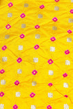 Yellow Bandhani Silk Fabric