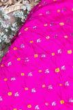 Pink Bandhani Silk Fabric