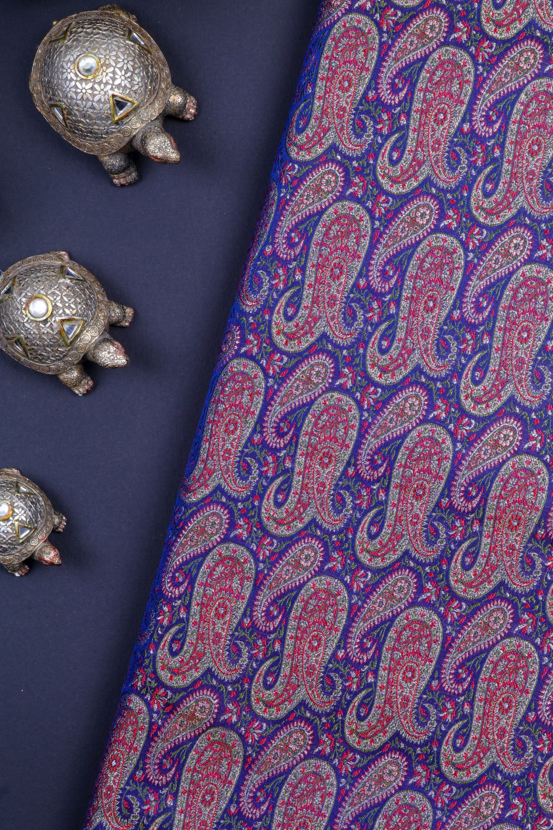 Blue Brocade Fabric