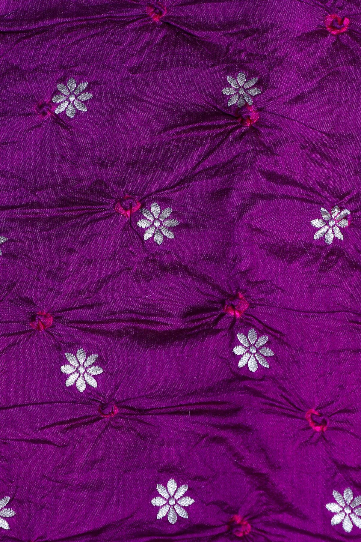 Purple Bandhani Silk Fabric