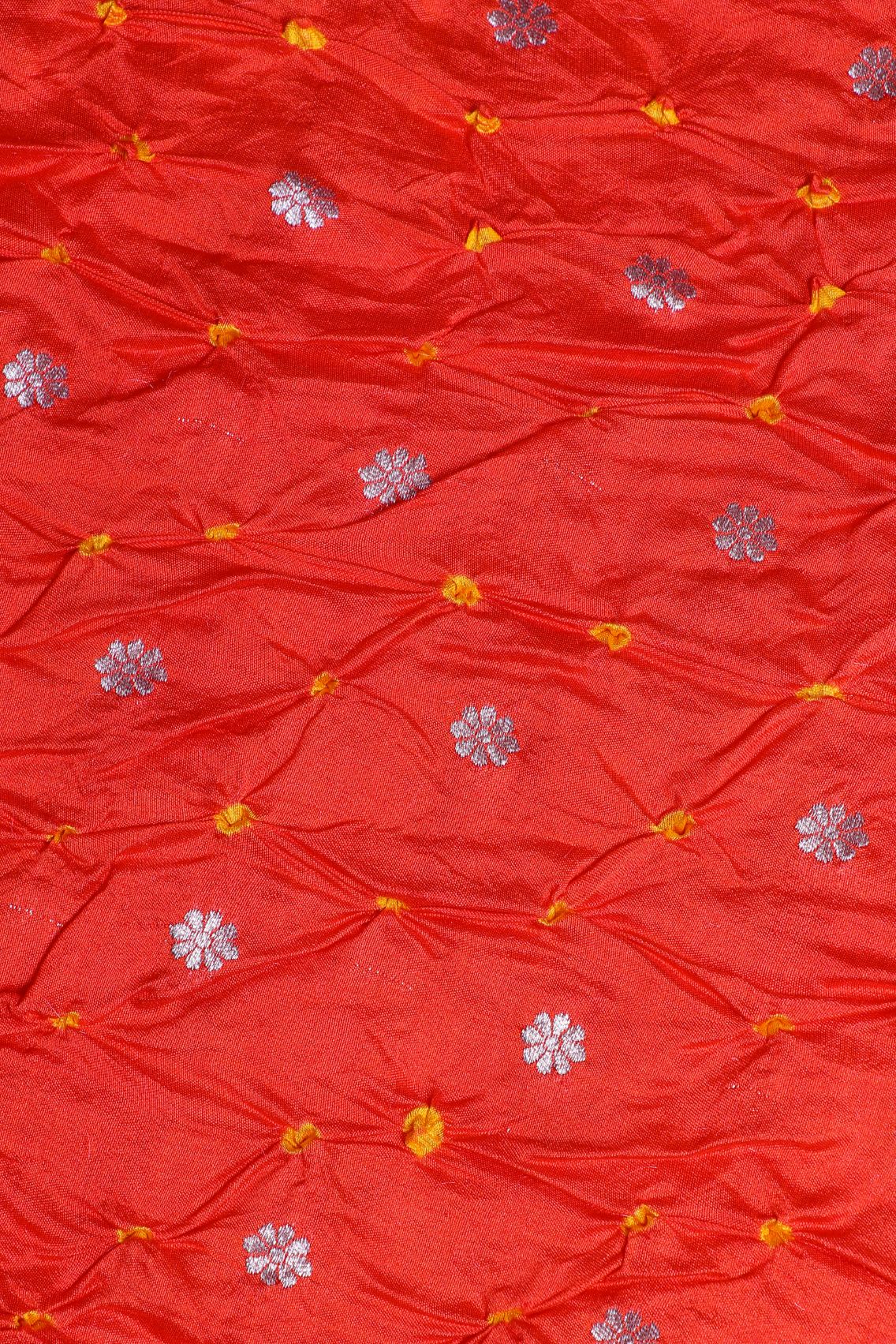 Orange Bandhani Silk Fabric