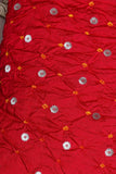 Red Bandhani Silk Fabric