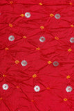 Red Bandhani Silk Fabric