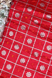 Red Bandhani Silk Fabric