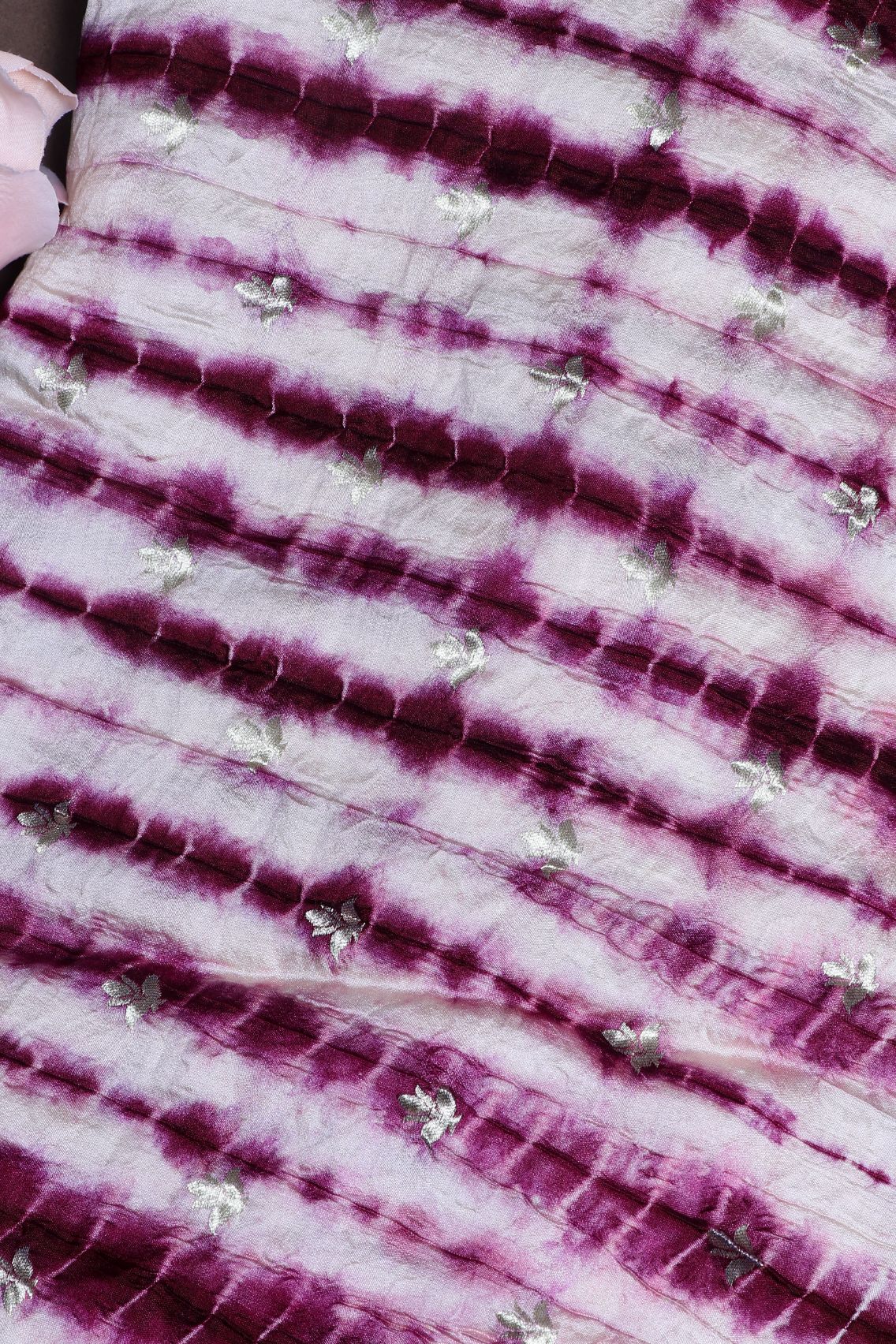 Purple Bandhani Silk Fabric