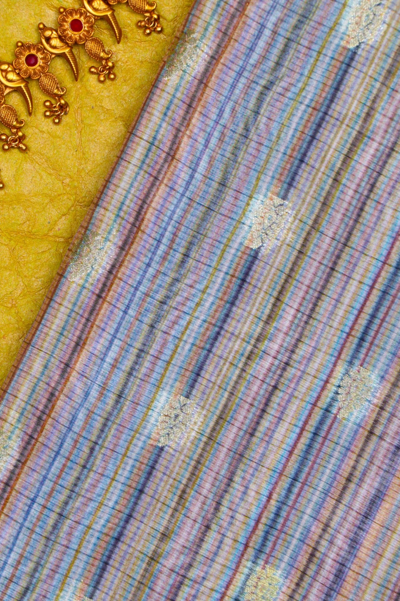 Blue Kora Silk Fabric
