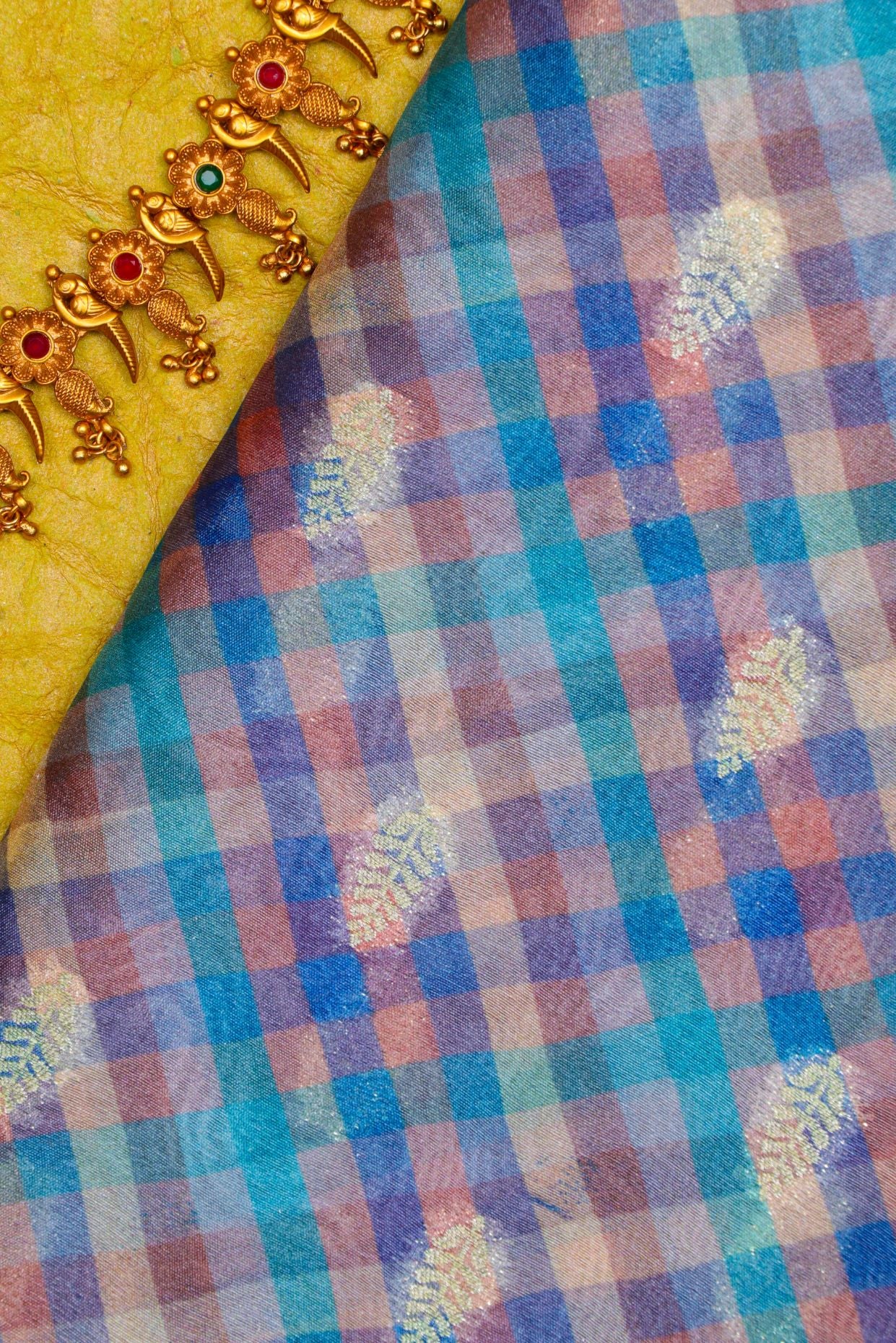 Blue Kora Silk Fabric