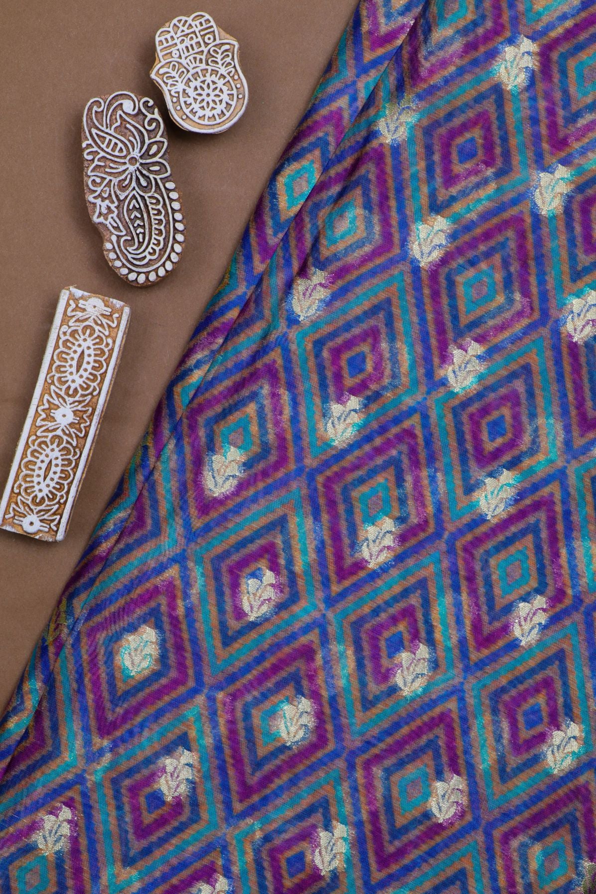 Blue Kora Silk Fabric