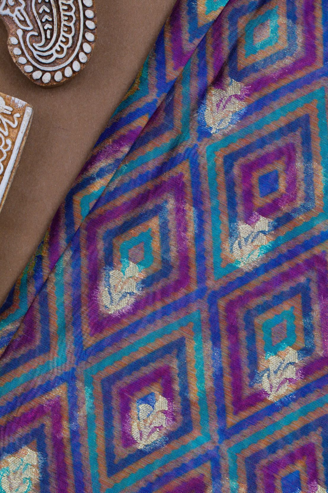 Blue Kora Silk Fabric