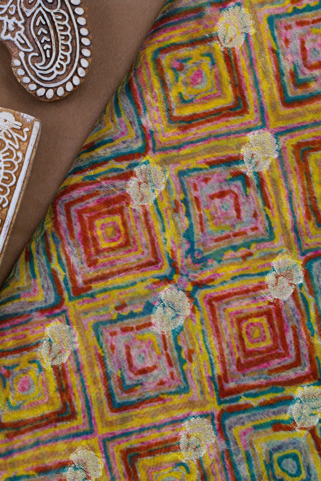 Yellow Kora Silk Fabric