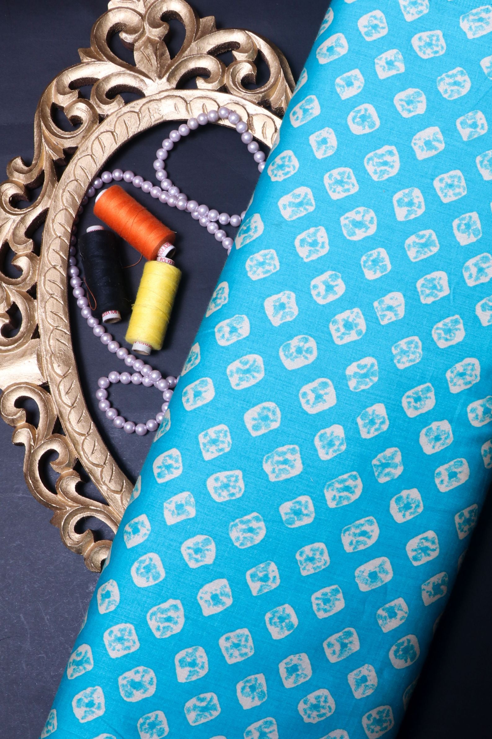 Blue Cotton Silk Fabric