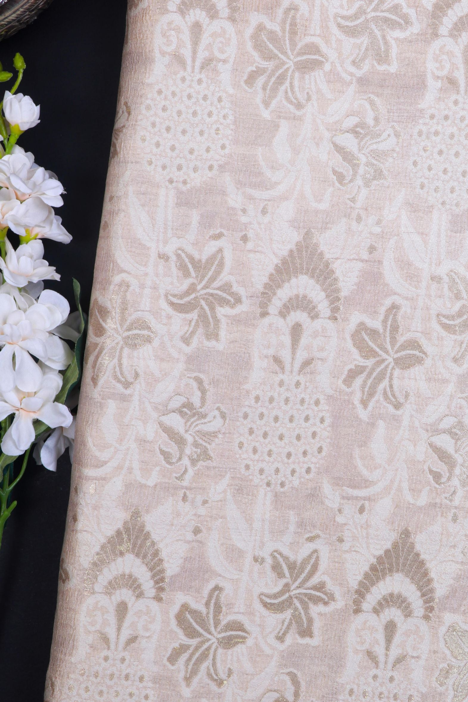 Cream Munga Silk Fabric