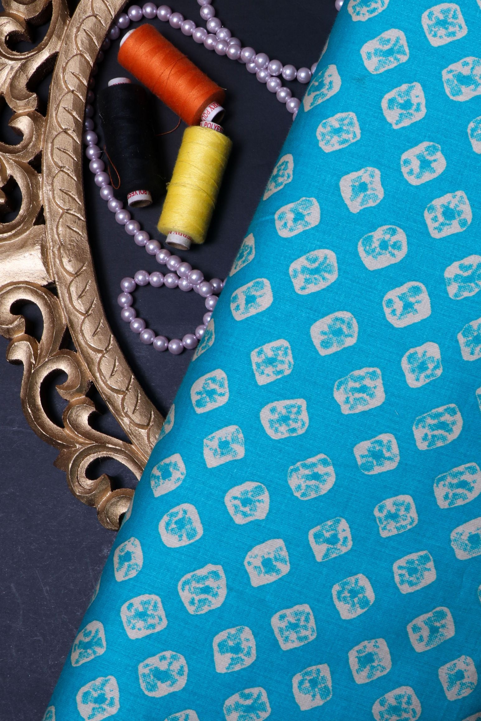 Blue Cotton Silk Fabric