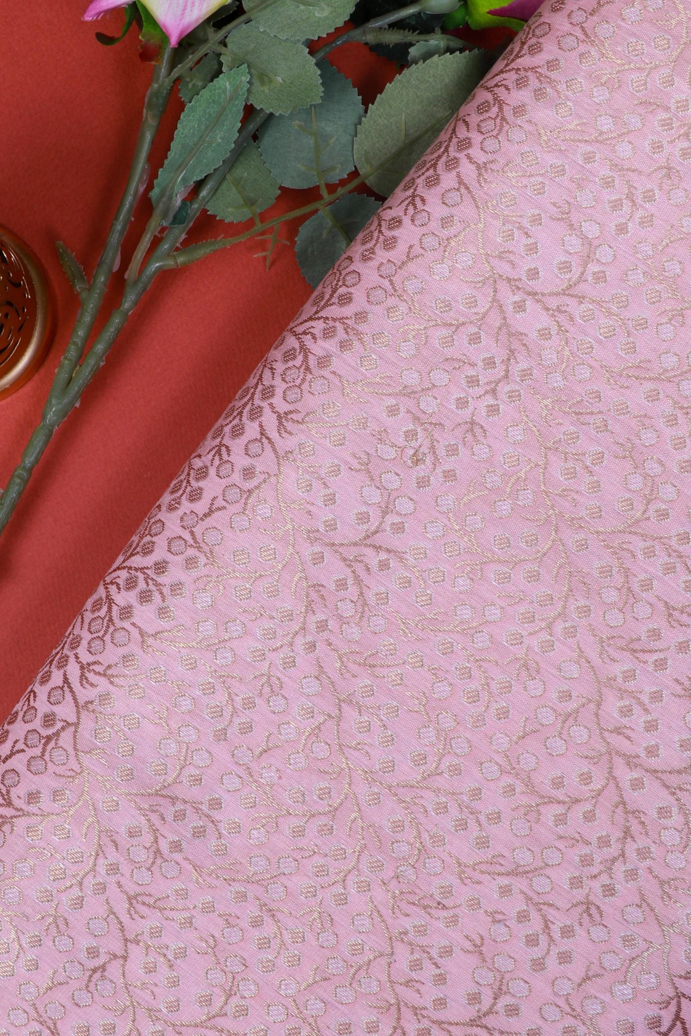 Peach Brocade Fabric