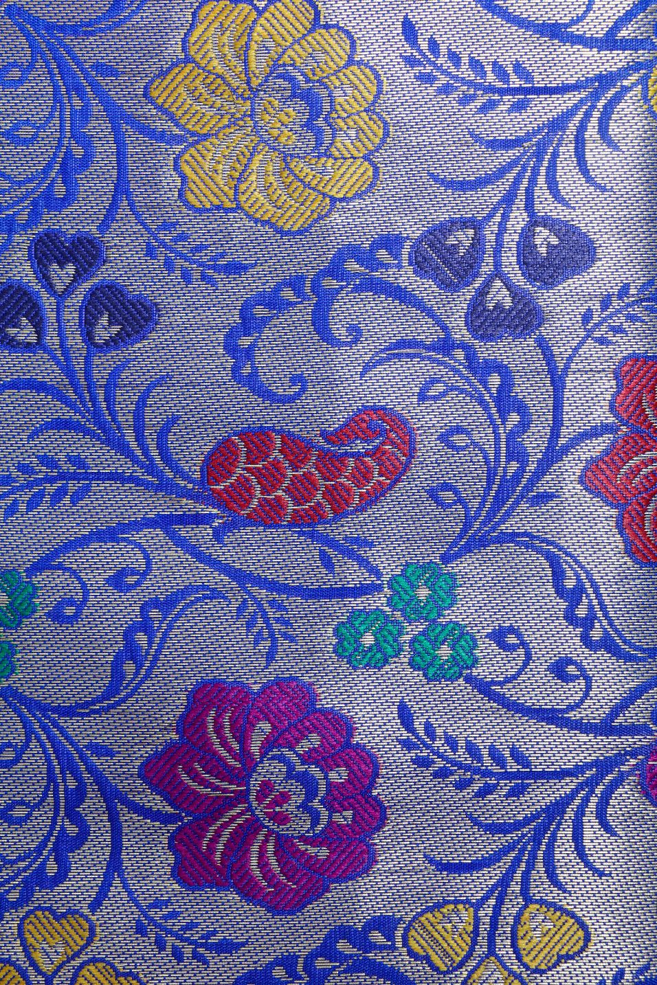Blue Brocade Fabric