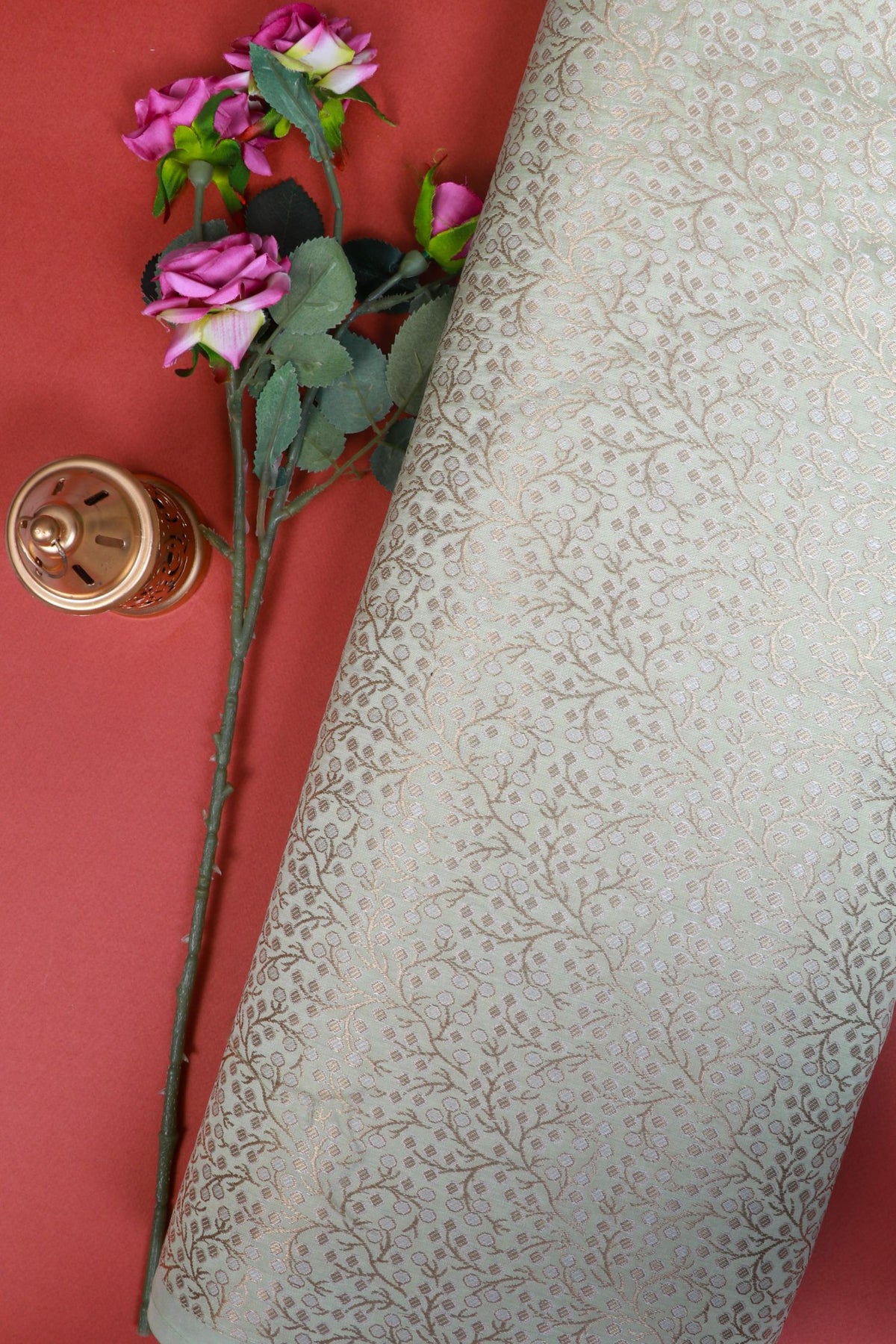 Green Brocade Fabric